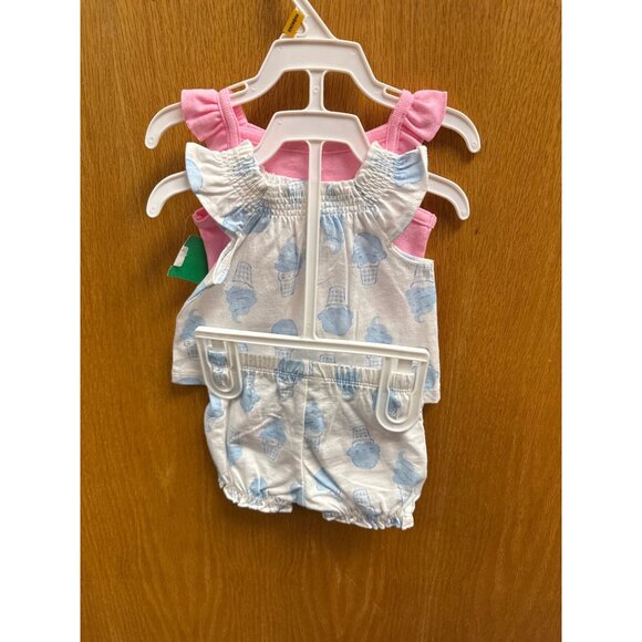 Carters Newborn Ice Cream Themed 3-Piece Outfit Set With Ruffled Top Bloomers & - Picture 4 of 7
